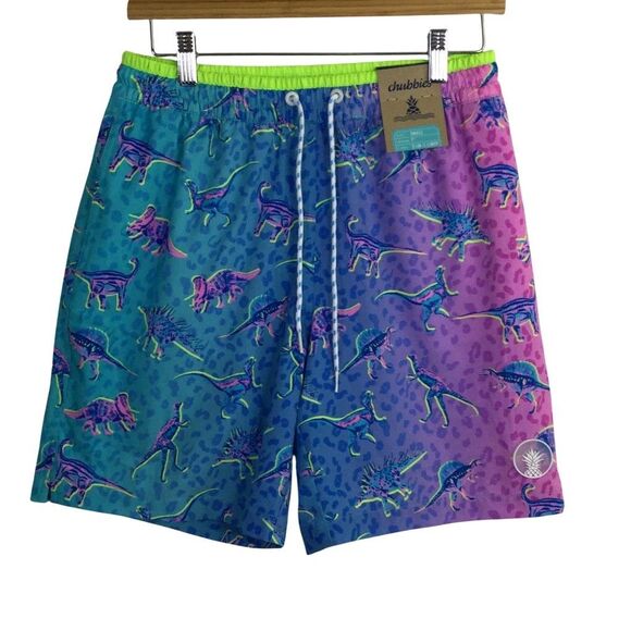chubbies Swim Chubbies Mens The Dino Delights Swim Trunks Blue